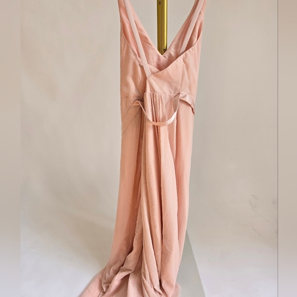 Vera Wang White Davids Bridal 20 Long Blush Dusty Rose Chiffon Dress Cross Back - Picture 3 of 15